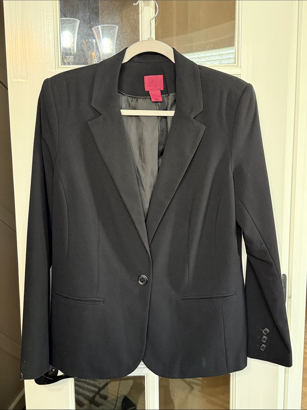 212 COLLECTION Black Single-Button Notch-Lapel Blazer Size 12 Classic Minimalist